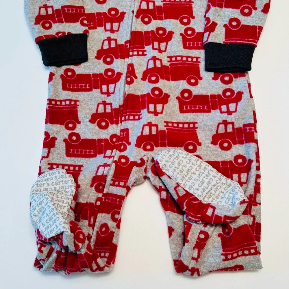 Carters 18M Warm Cozy Fleece Footed Fire Truck Fire Engine One Piece PJs Pajamas